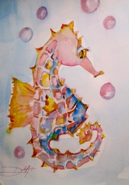 Art: Pink Seahorse by Artist Delilah Smith