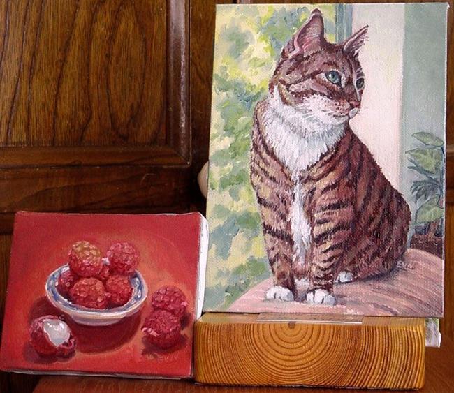 Art: Cat and Lychees by Artist Erika Nelson