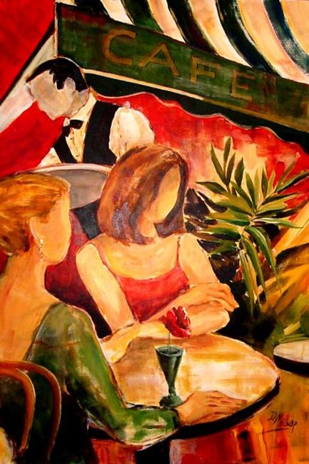 Art: Girls in a Cafe by Artist Diane Millsap