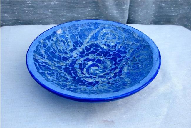 Art: Blue & White Swirl Bowl - (sold) by Artist Dorothy Edwards