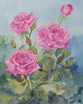 Art: Pink Roses by Artist Carol Thompson