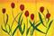 Art: Three Panel Towering Red Tulips(Sold) by Artist Lar Shackelford