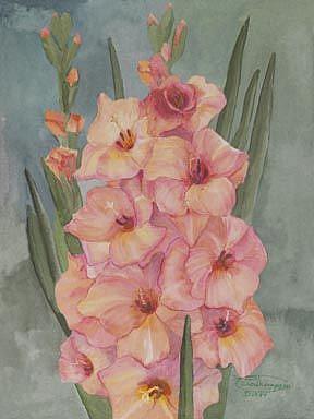 Art: Peach Gladiolus by Artist Carol Thompson