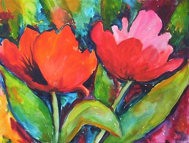 Art: Red Flowers - sold by Artist Ulrike 'Ricky' Martin