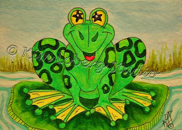 Art: Retro Frog by Artist Kim Loberg