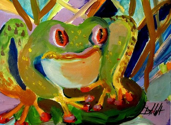 Art: Frog on Lily Pad by Artist Delilah Smith