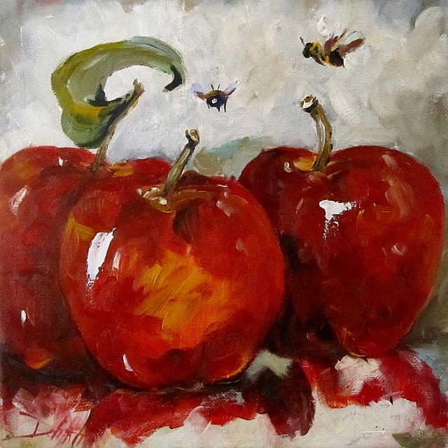 Art: Apples and Bees by Artist Delilah Smith