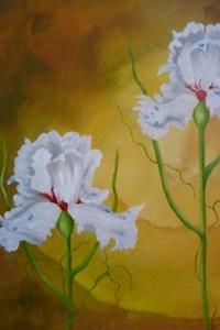 Detail Image for art ORIGINAL abstract  PAINTING WITH FLOWERS,acrylic on canvas 