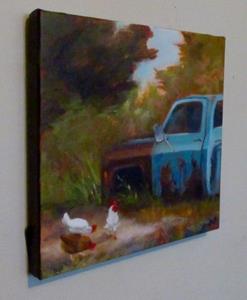 Detail Image for art Chickens Grazing by Old Blue