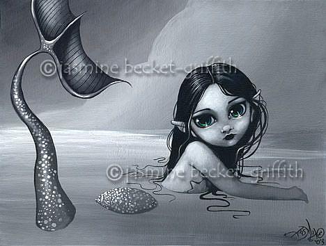 Art: A Silvery Mermaid by Artist Jasmine Ann Becket-Griffith