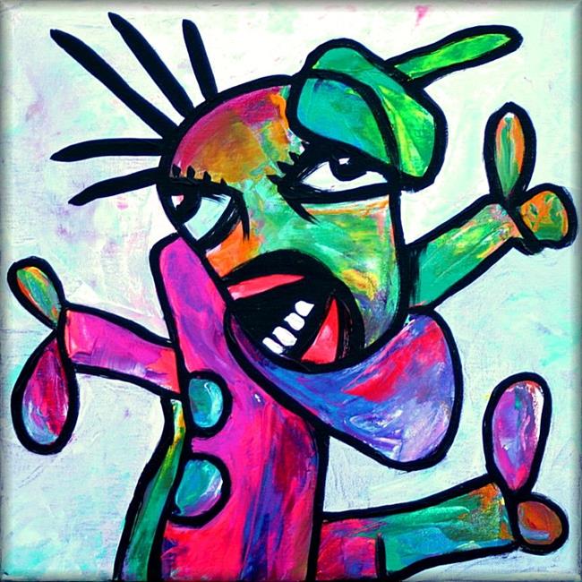 Art: High Kicking Woman with Green Beret by Artist Amanda Hone