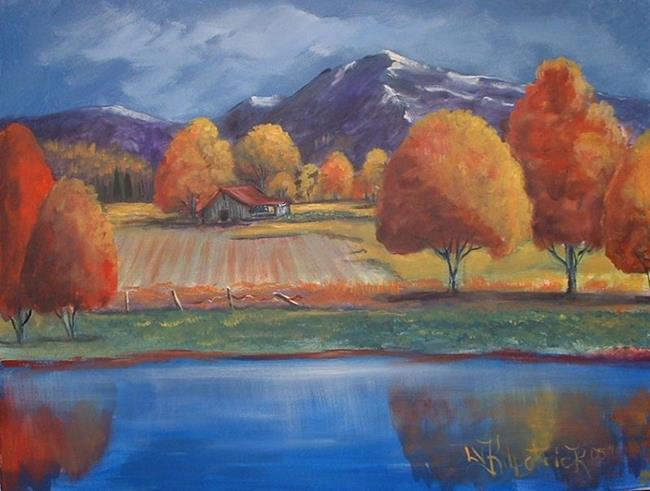Art: Fall Trees With Barn by Artist Virginia Kilpatrick