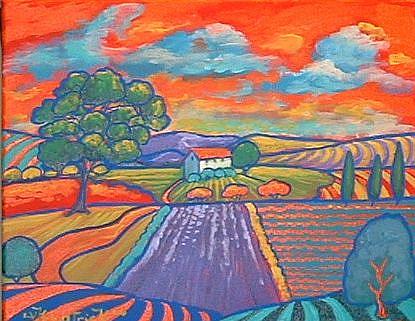 Art: Orange Sky And Lavender Fauve by Artist Virginia Kilpatrick