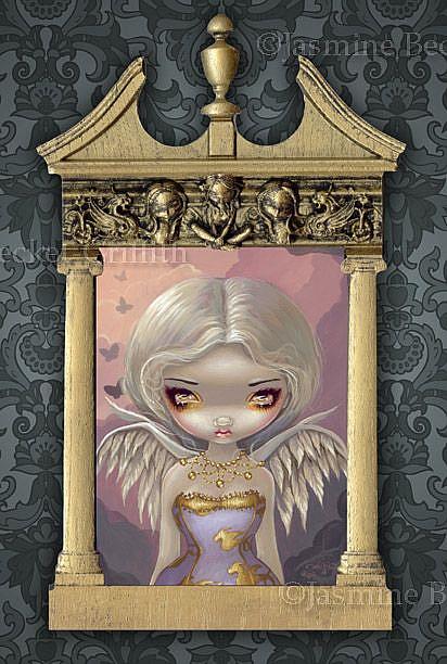 Art: Angel in Lilac - with original Strangeling Frame by Artist Jasmine Ann Becket-Griffith