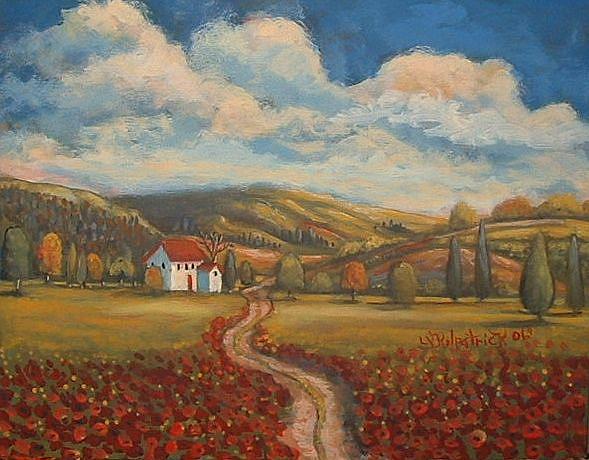 Art: Tuscan Poppies Blooming by Artist Virginia Kilpatrick