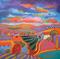 Art: Purple Sky With Orange Road by Artist Virginia Kilpatrick