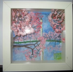 Detail Image for art DC Cherry Blossoms 3D Painted Glass in Box