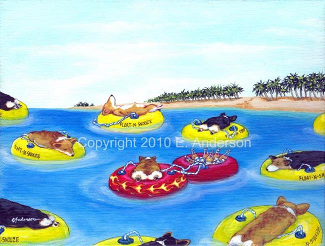 Art: Flaming Float-n-Snooze by Artist paintedbyevie