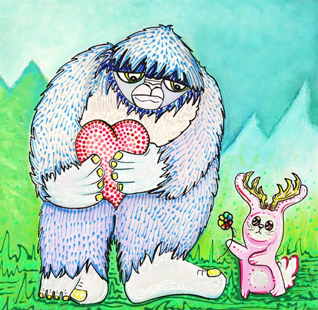 Art: The Bigfoot and The Jackalope by Artist Laura Barbosa