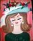 Art: Lady Vase Head with Mint Green Hat by Artist Vyckie Van Goth