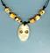 Art: Day of the Dead Skull Necklace Carved Bone Pendant Beads by Artist Sparkle Plenty Fine Beaded Jewellery