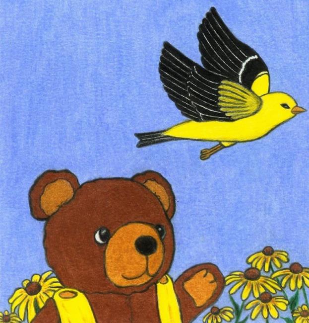 Art: B is For Bird & Black-Eyed Susans by Artist Paula M Parker
