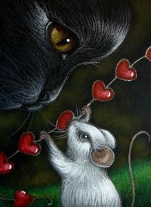 Detail Image for art BLACK CAT & MOUSE VALENTINE'S DAY