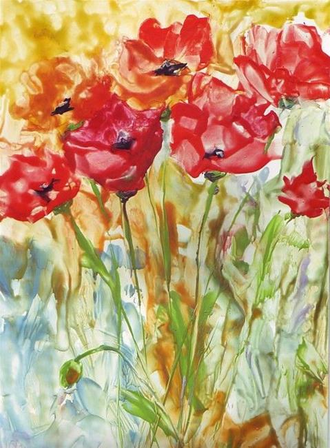 Art: Abstract Poppies by Artist Ulrike 'Ricky' Martin