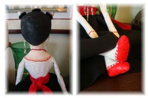 Detail Image for art OOAK FRIDA CLOTH DOLL STYLE IN BLACK