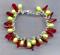 Art: PARADISE CHARM BRACELET: Bright Green Pearls, Red Glass, Sterling Chain by Artist Sparkle Plenty Fine Beaded Jewellery