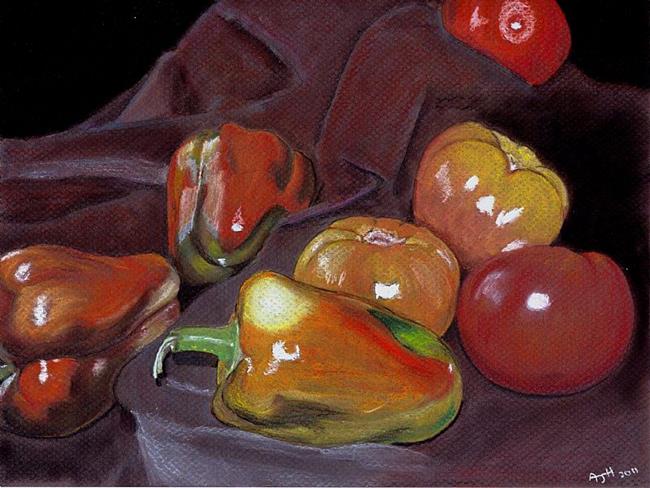 Art: Peppers by Artist Amy J Hipple