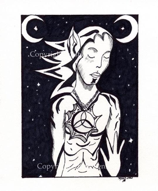 Art: Stargazer (Black & White) by Artist Misty Monster