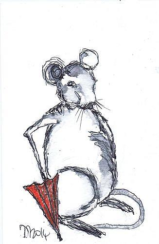 Art: MOUSE with BROLLY m112 by Artist Dawn Barker