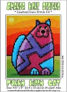 Detail Image for art Funky Hippy Cat X-Stitch