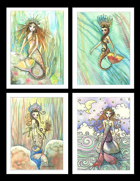 Art: mermaid cards by Artist Molly Harrison