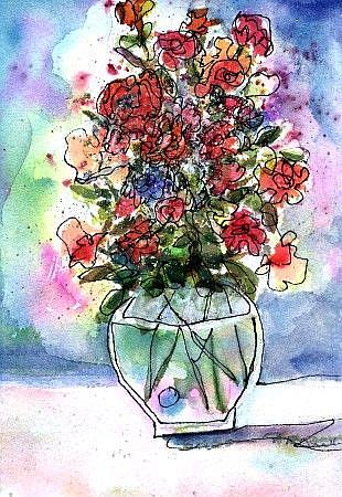 Art: Watercolor bouquet by Artist Susan Frank