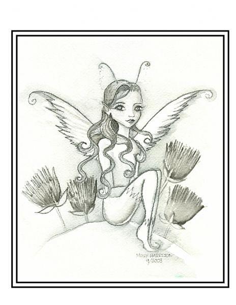 Art: black and white fairy by Artist Molly Harrison