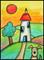 Art: Tall House and Dog by Artist Amanda Hone