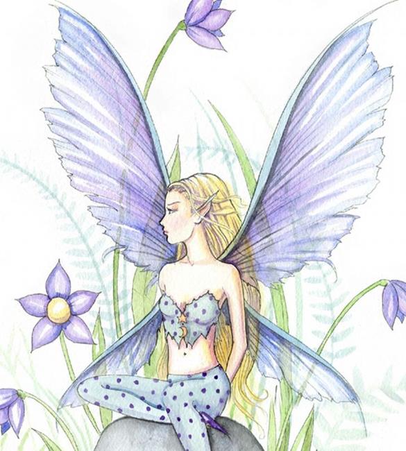 Art: periwinkle wing close up by Artist Molly Harrison