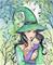 Art: Green Witch and Orange Tabby by Artist Molly Harrison