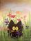 Art: Scaredy Cat in Garden by Artist Cynthia Schmidt