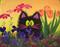 Art: Scaredy Garden Cat by Artist Cynthia Schmidt