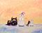 Art: Snow Cats 2-24 by Artist Cynthia Schmidt