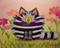Art: Fat Striped Cat in Flowers by Artist Cynthia Schmidt