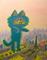 Art: Catzilla Strikes Paris by Artist Cynthia Schmidt