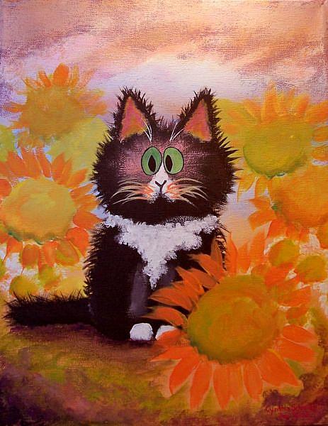 Art: Tuxedo Kitty Cat by Artist Cynthia Schmidt