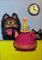 Art: Kitties & Teapot by Artist Cynthia Schmidt