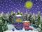 Art: 2 Cranky Cats in SnowStorm by Artist Cynthia Schmidt