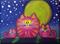 Art: Pink Cats At Night by Artist Cynthia Schmidt
