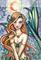 Art: aceo fiery moon mermaid by Artist Molly Harrison